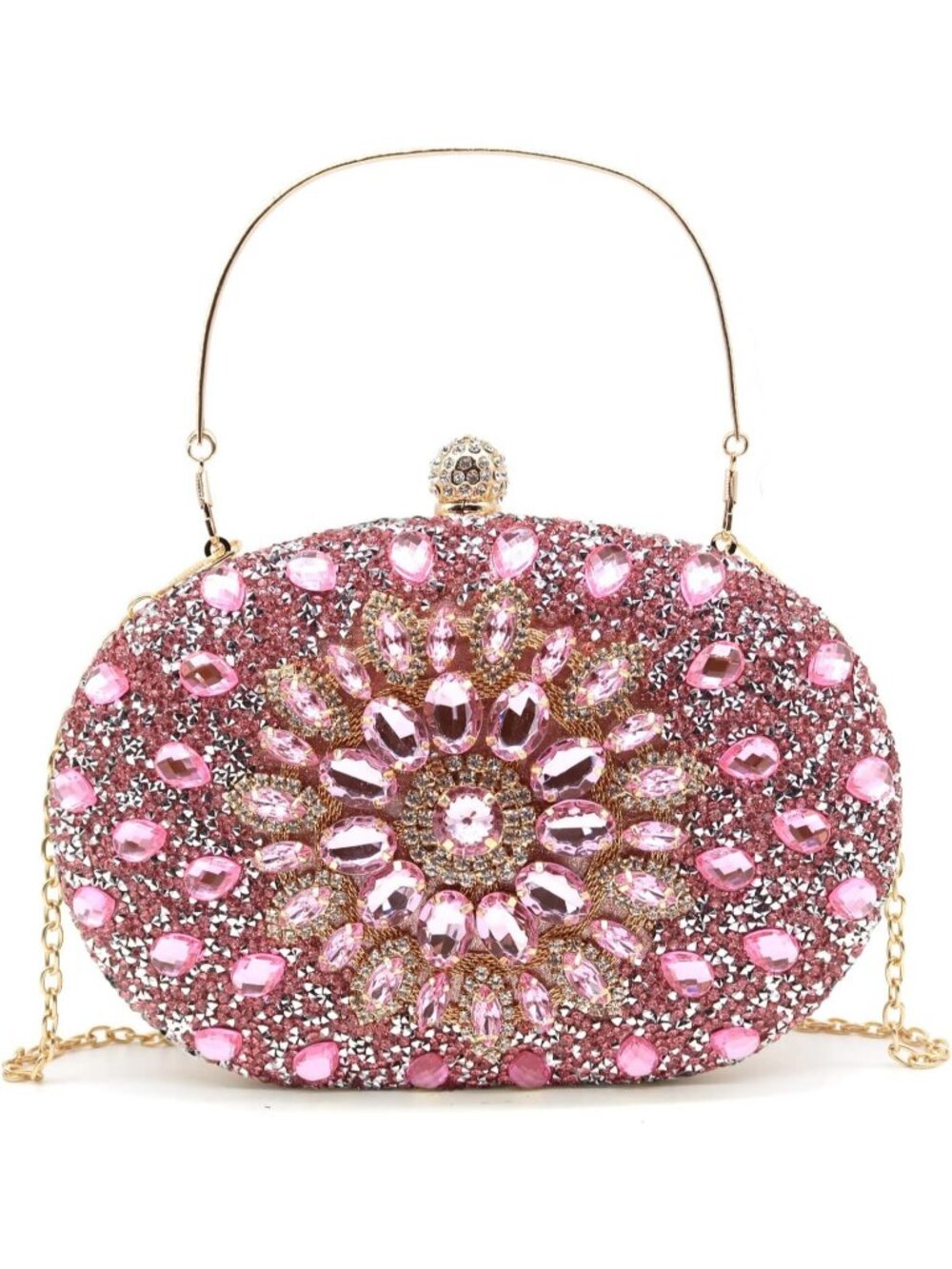 Women's Pink Rhinestone Clutch Purse Wedding Party Prom Bridal Evening Bag